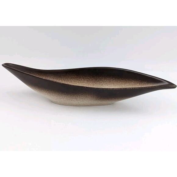 Howard Pierce Console Bowl Pottery Dish Brown Ombré Speckled Mid Century 13” - Picture 3 of 12